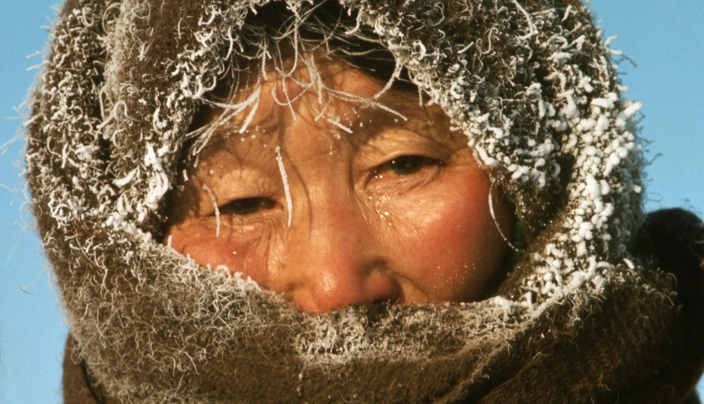 1966, Oymyakon, Russia --- Yakut Woman Outside at Minus 50 Degress Fahrenheit --- Image by © Dean Conger/Corbis