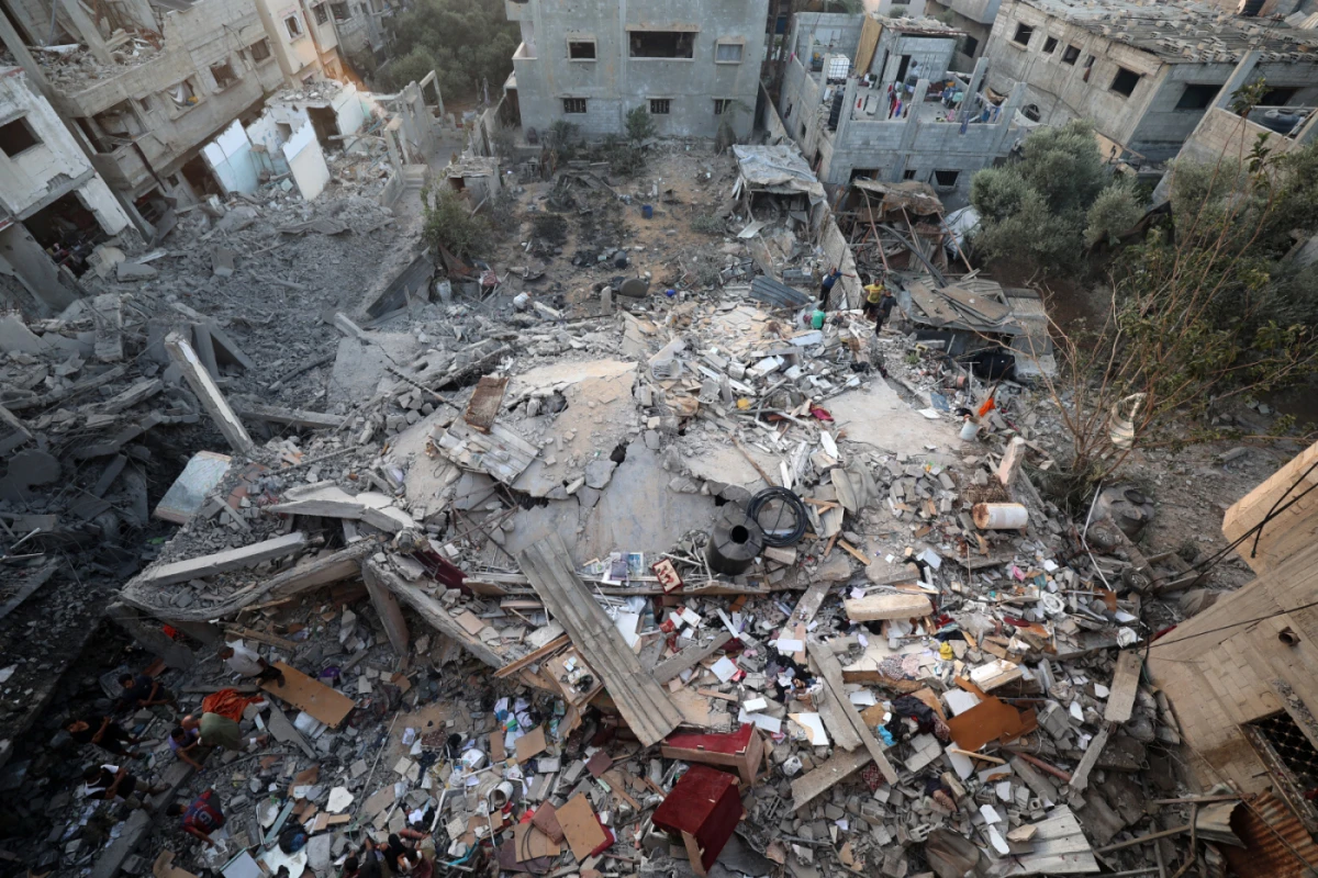Zerstörtes Gebäude im Nuseirat Flüchtingscamp in Gaza
