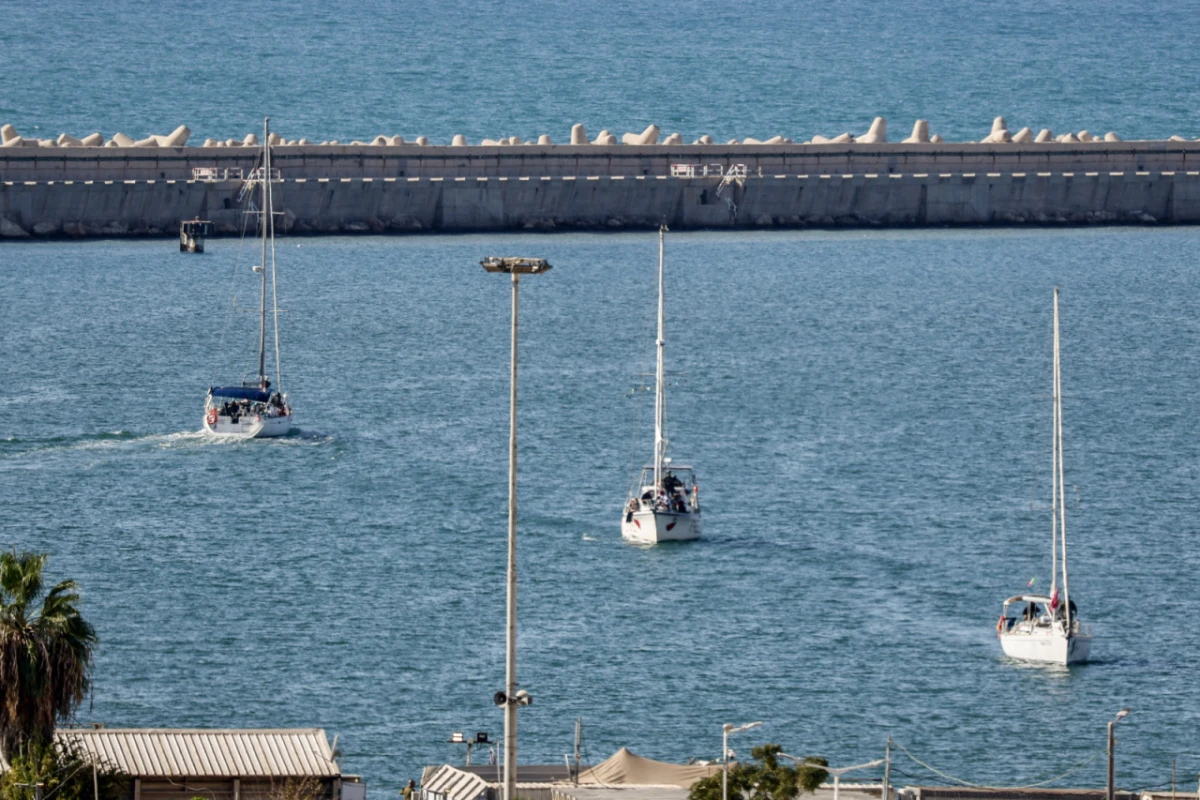 Festgesetzte Boote der "Global Sumud Flotilla" im Hafen Ashdod