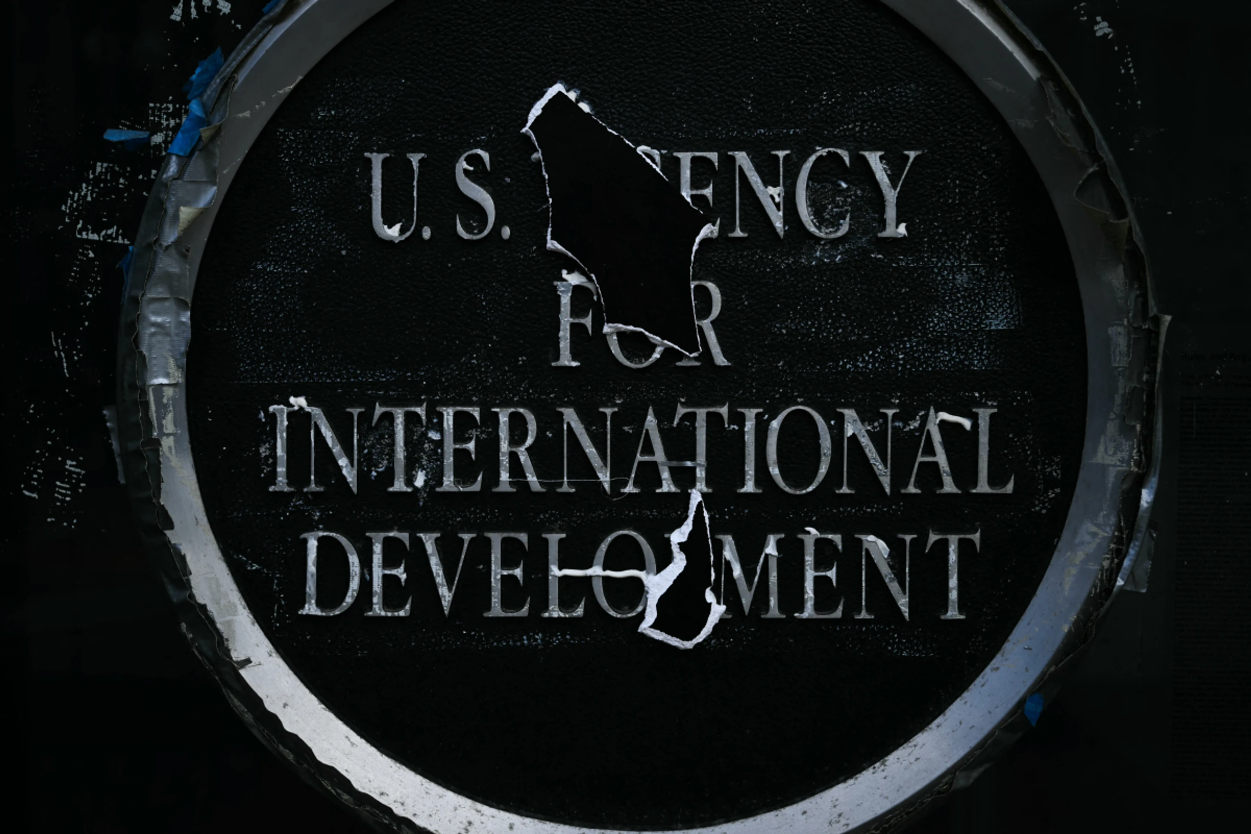 Das zerstörte Logo der USAID