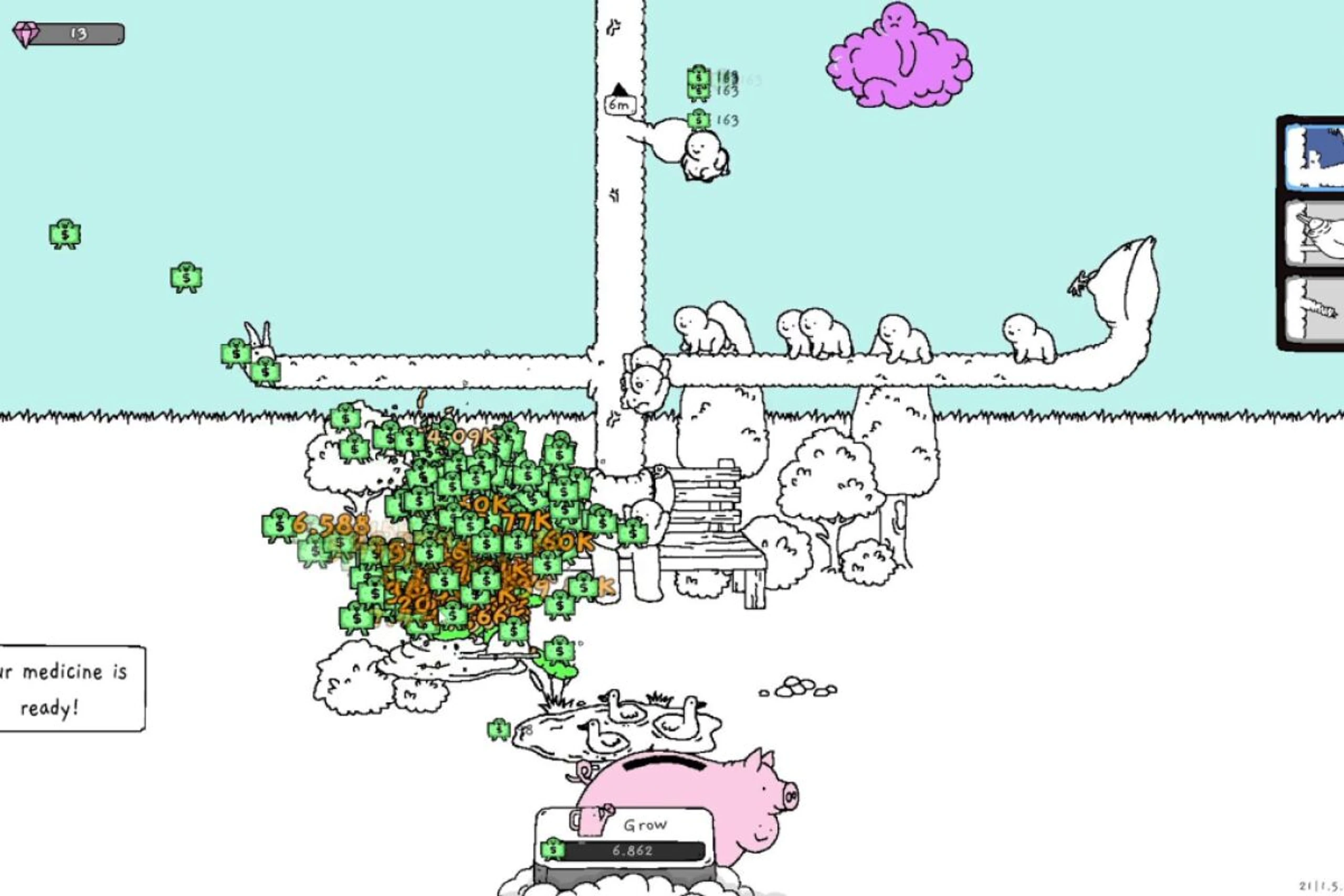 Zu Boden fallende Babys klettern in ein Sparschwein