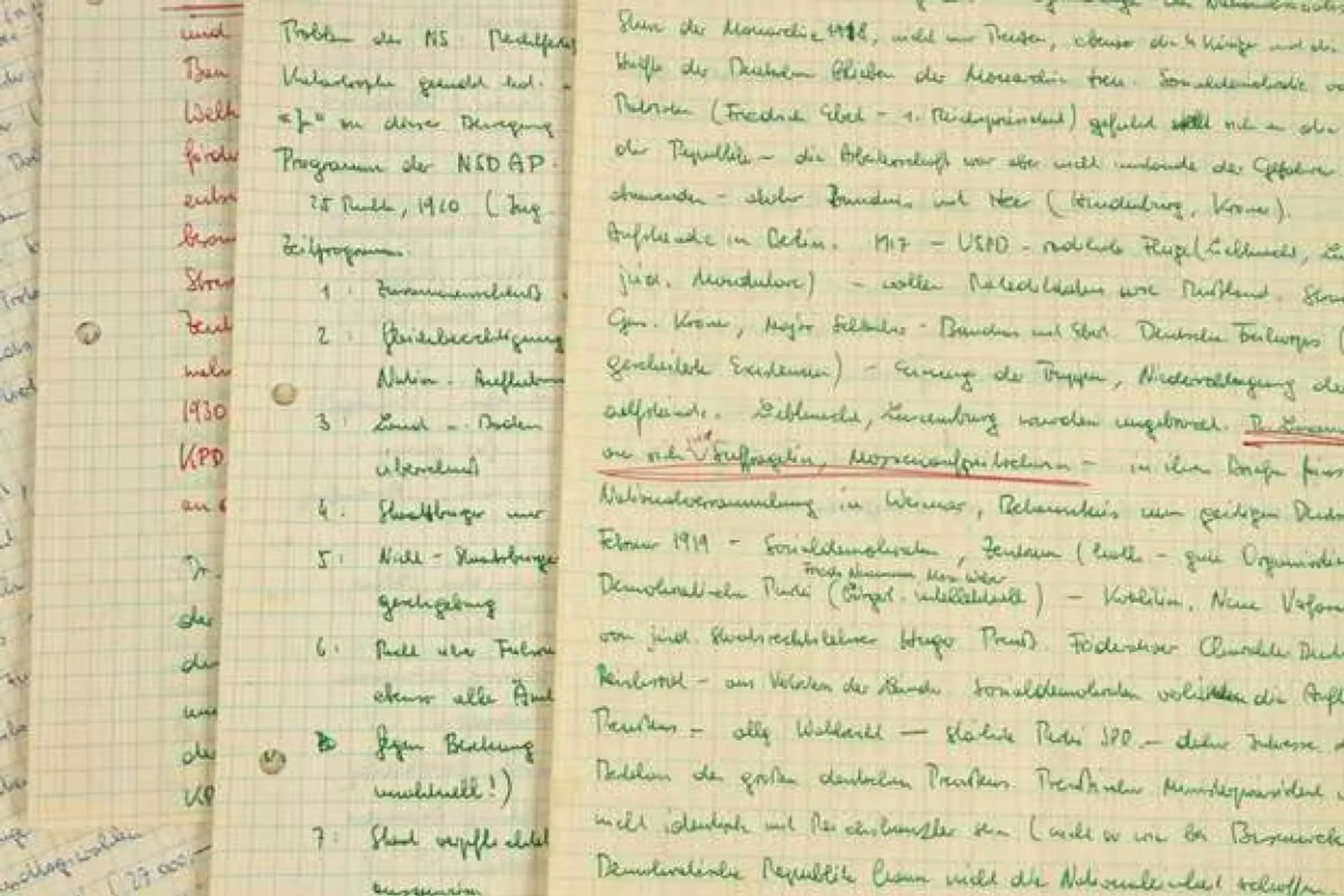 Mitschrift einer Vorlesung des NSDAP-Mitglieds Taras Borodajkewycz