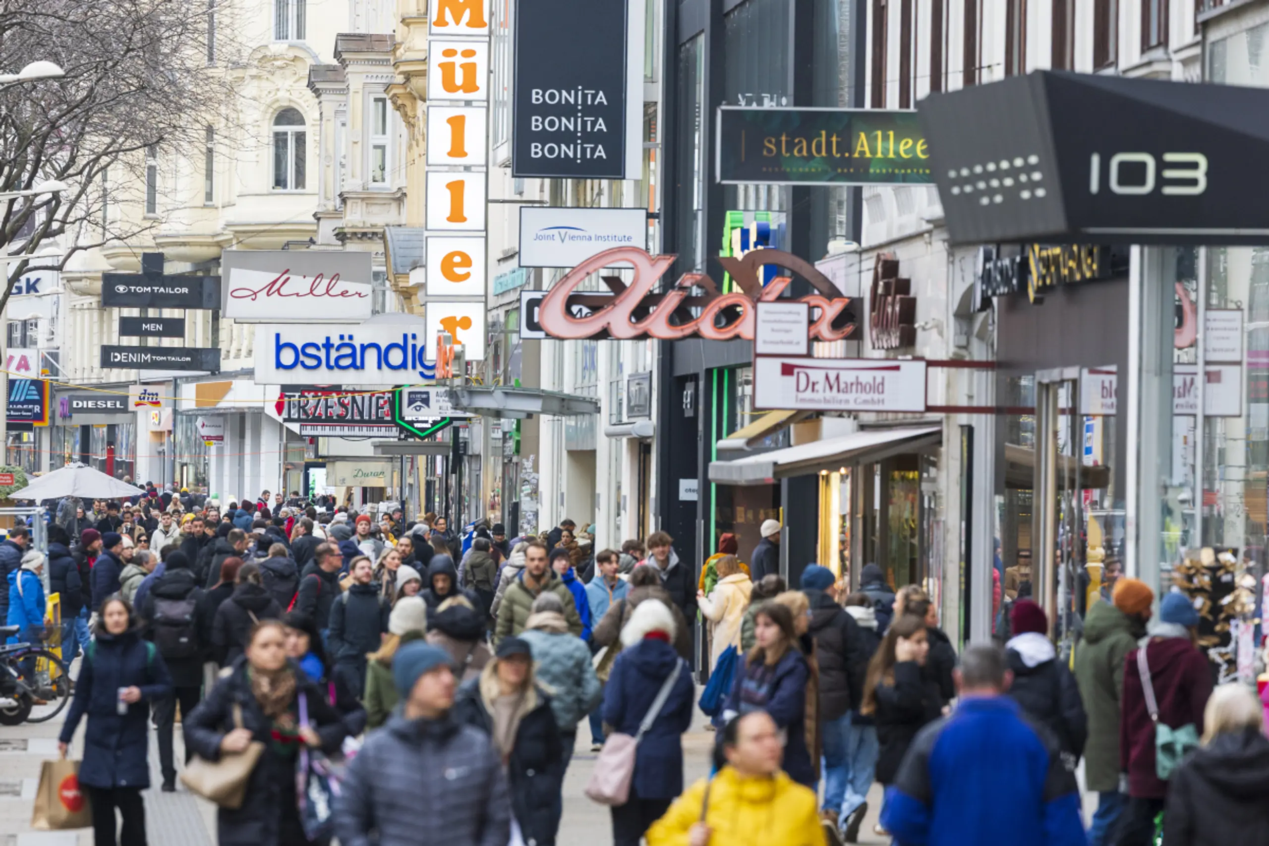 In den großen Einkaufsstraßen ist der Flächenrückgang gering