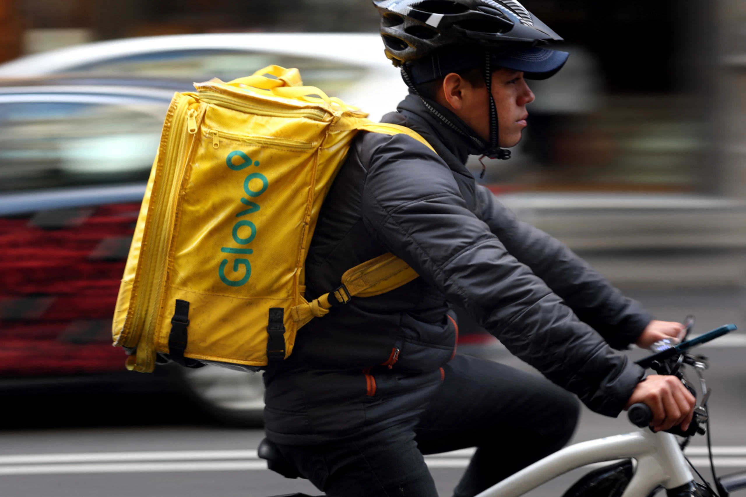 Glovo-Radler in diesem Fall in Spanien