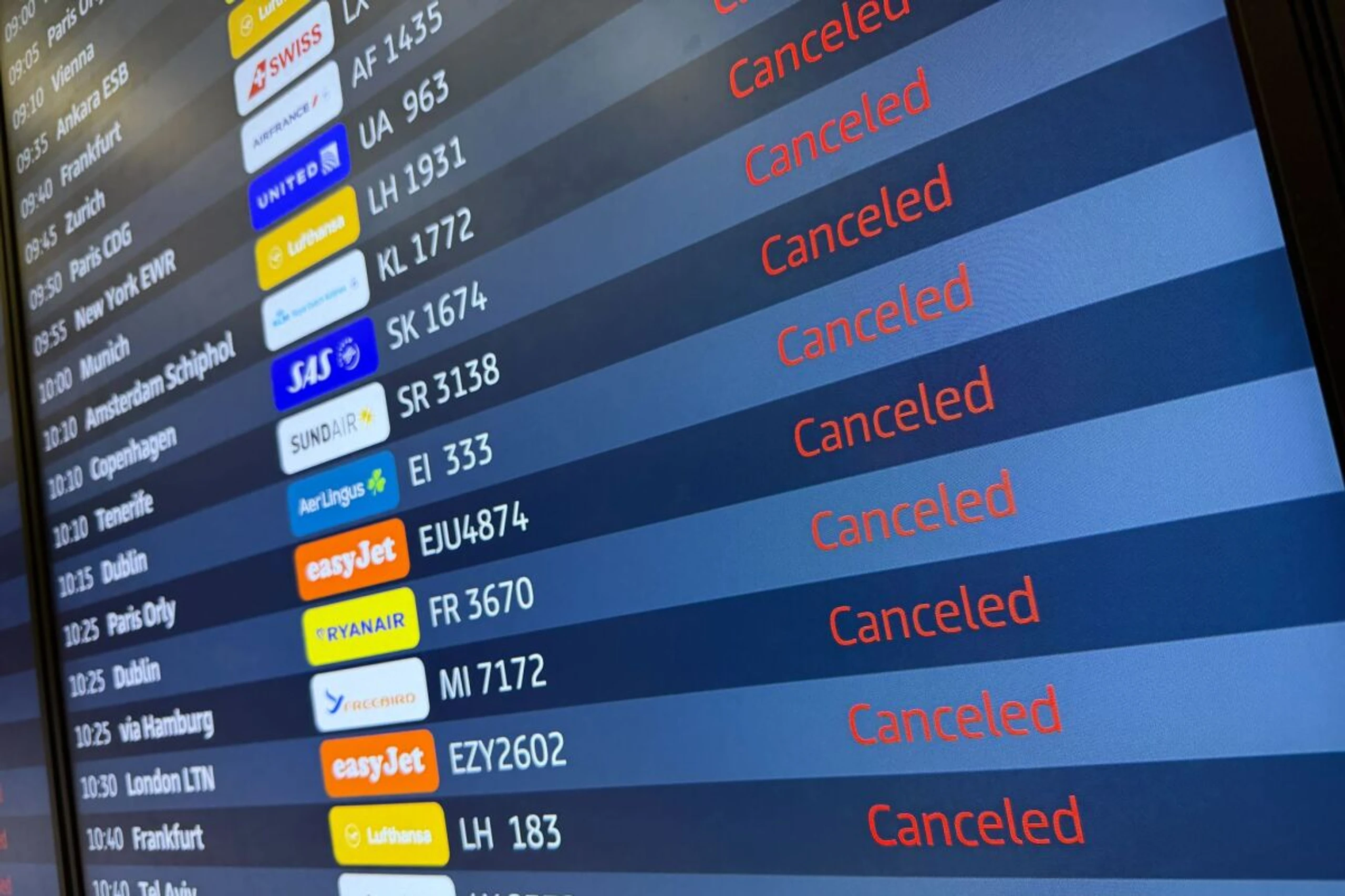 Keine Flüge am Mittwoch