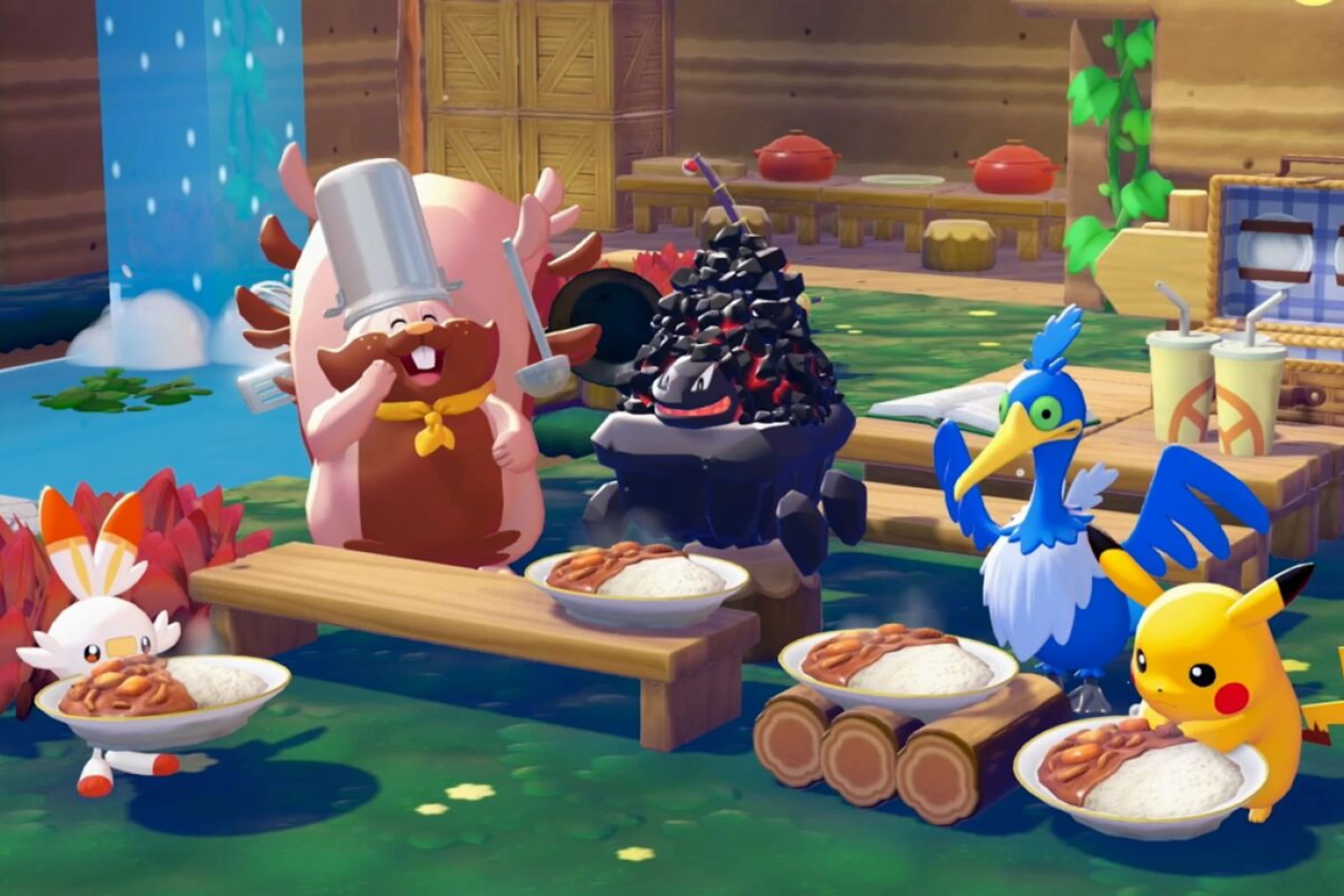 Das von Chefkoch Schlaraffel (2.v.l.) zubereitete Essen ist angerichtet