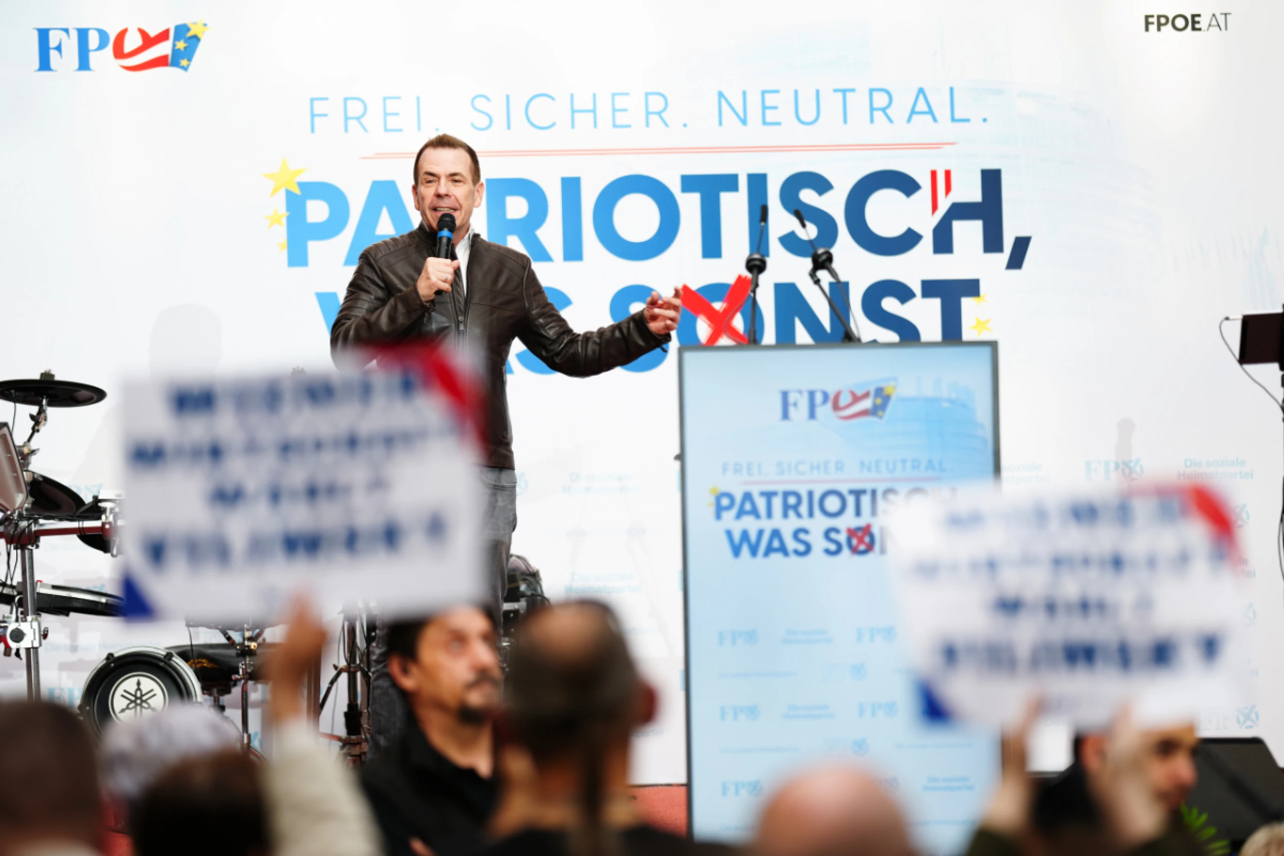 FPÖ-Spitzenkandidat Harald Vilimsky beim Wahlkampf 2024