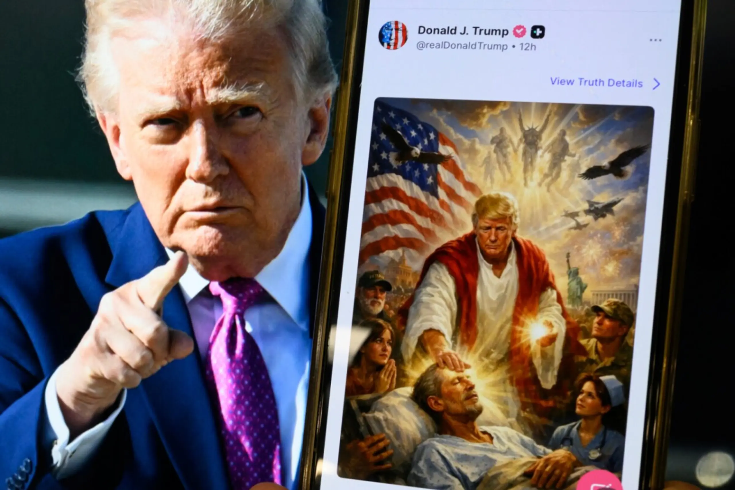 Trump als Messias - er behauptet, das Bild zeigt ihn als Arzt