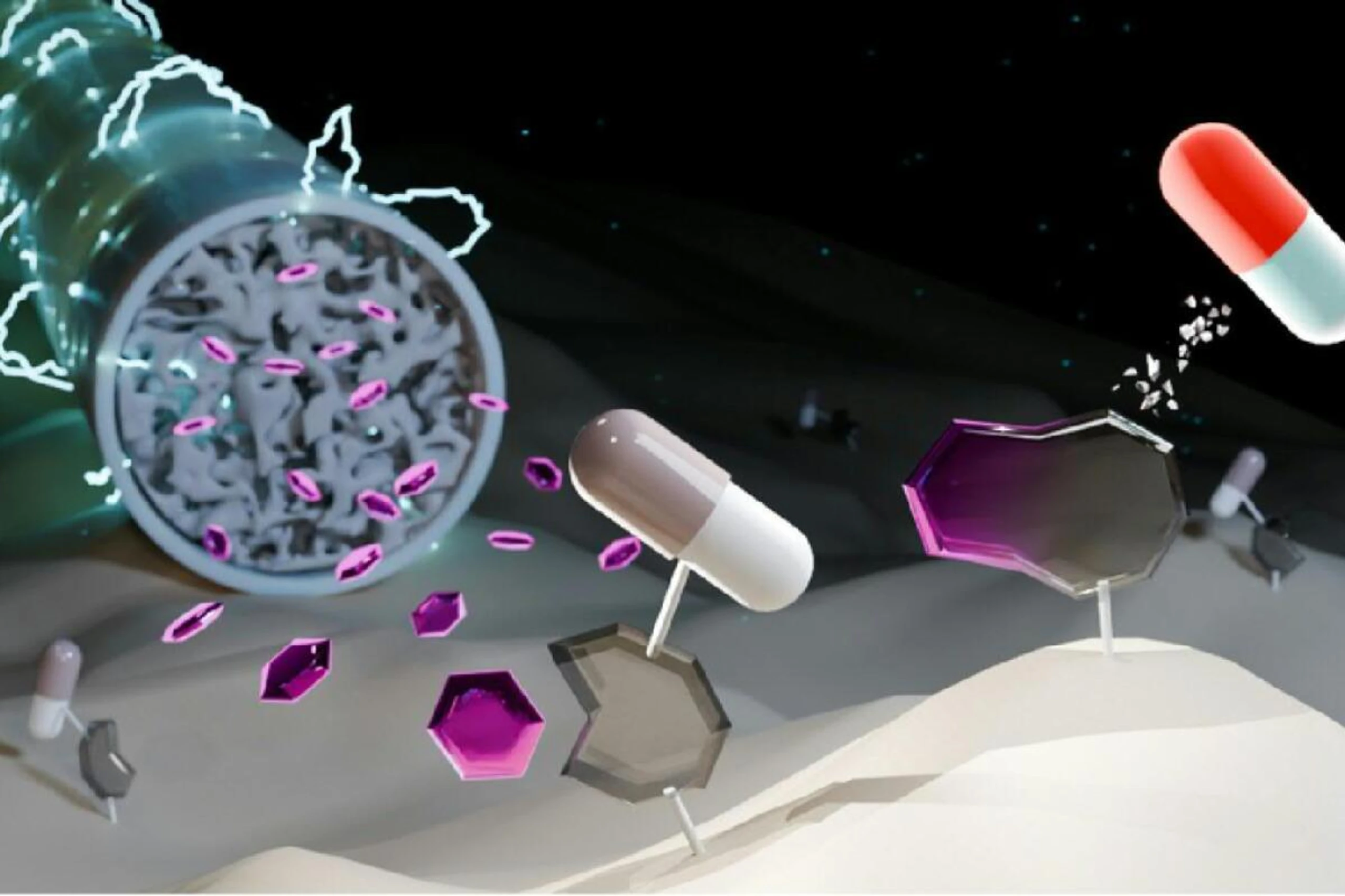 Visualisierung der Technologie zur gezielten lokalen Wirkstoffgabe