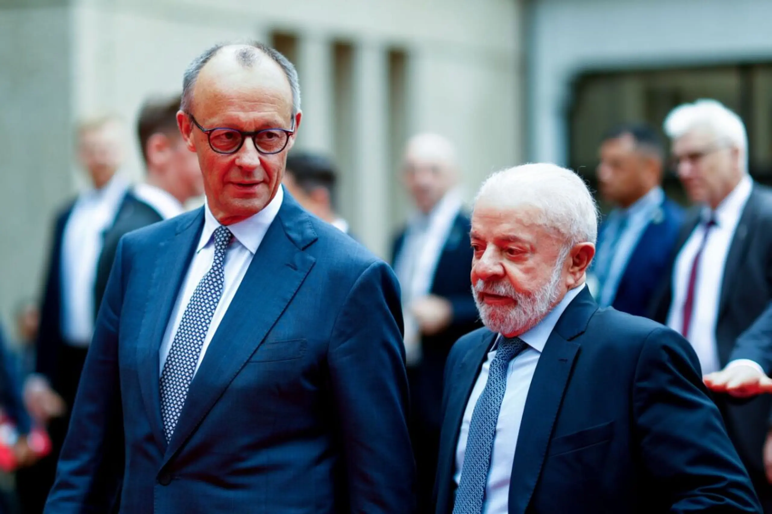 Merz und Lula (l.) bei der Eröffnung der Messe Hannover