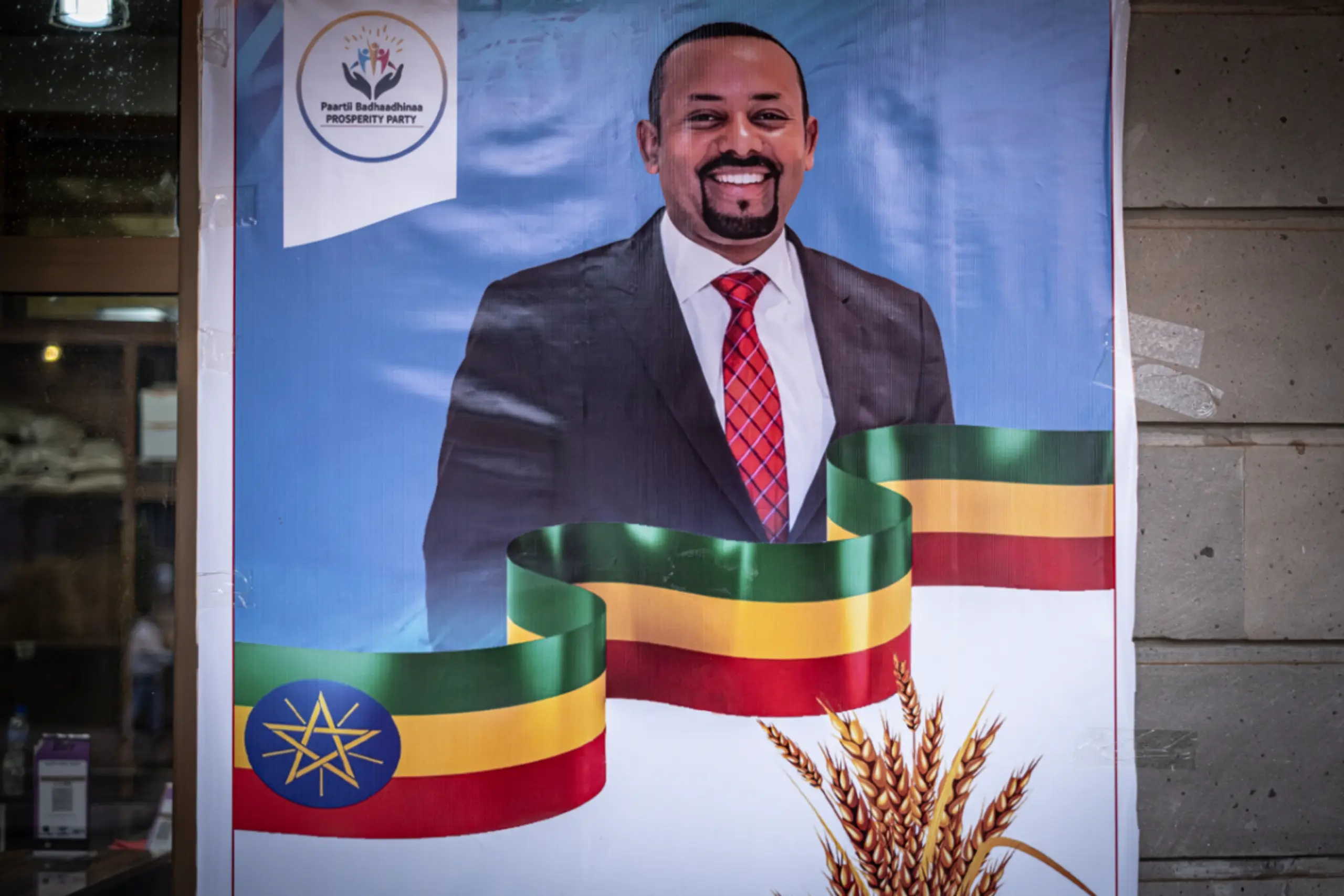 Äthiopiens Premierminister Abiy Ahmed auf Wahlplakat