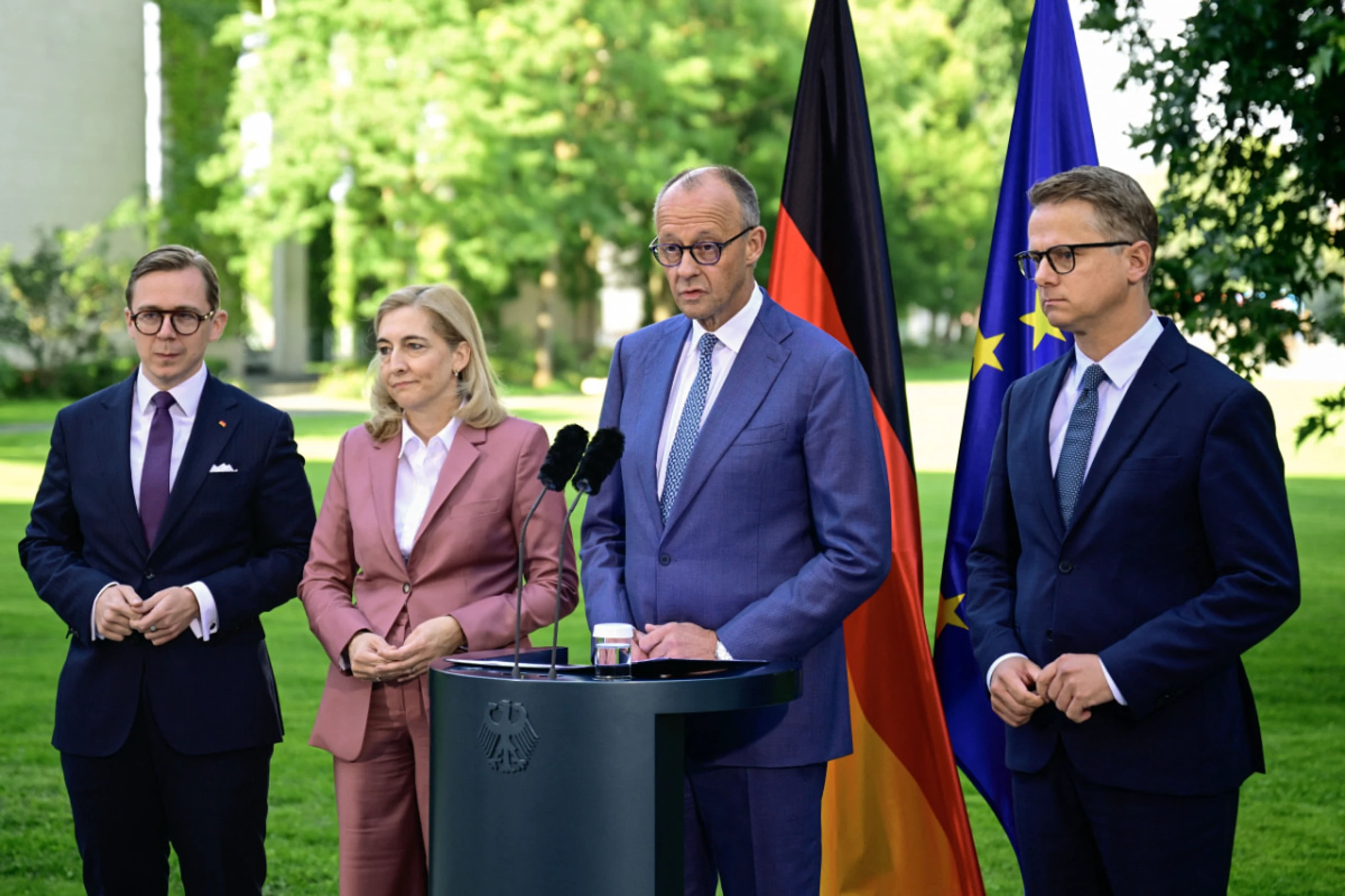 Philipp Amthor, Nina Warken, Friedrich Merz und Carsten Linnemann