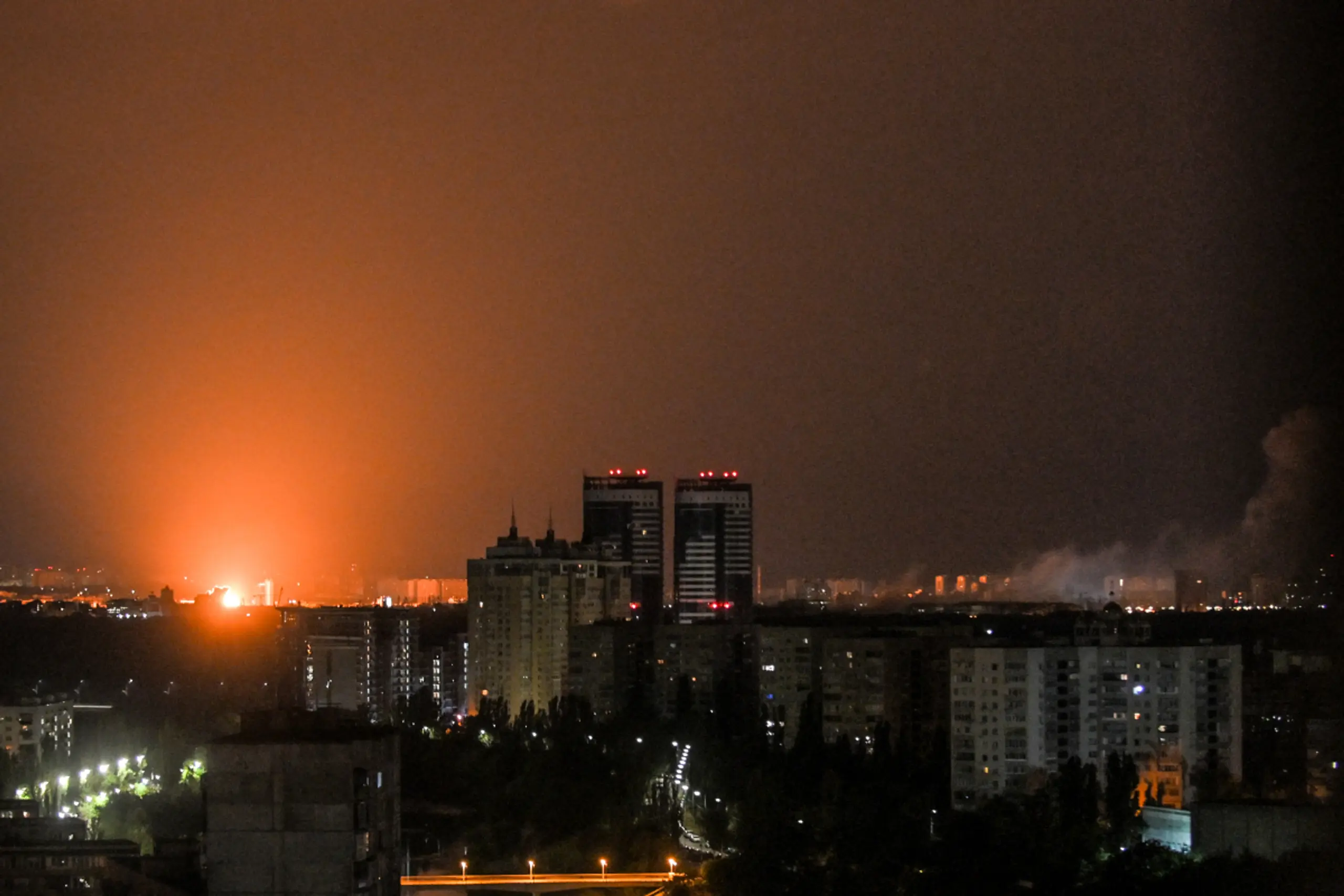 Dieses Archivbild zeigt Explosionen in der ukrainischen Hauptstadt