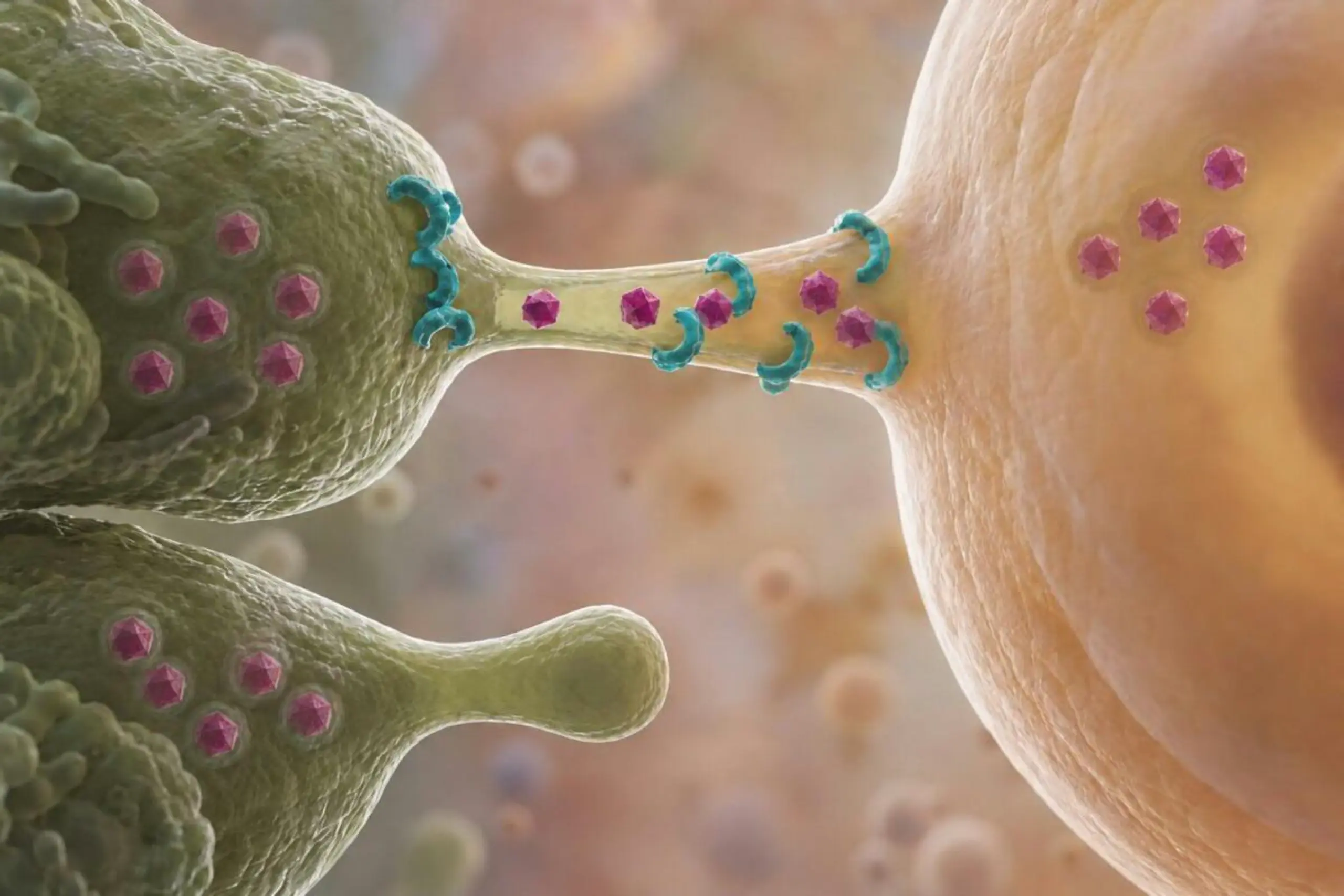 Künstlerische Darstellung, wie "springende Gene" auf die Eizelle übertragen werden