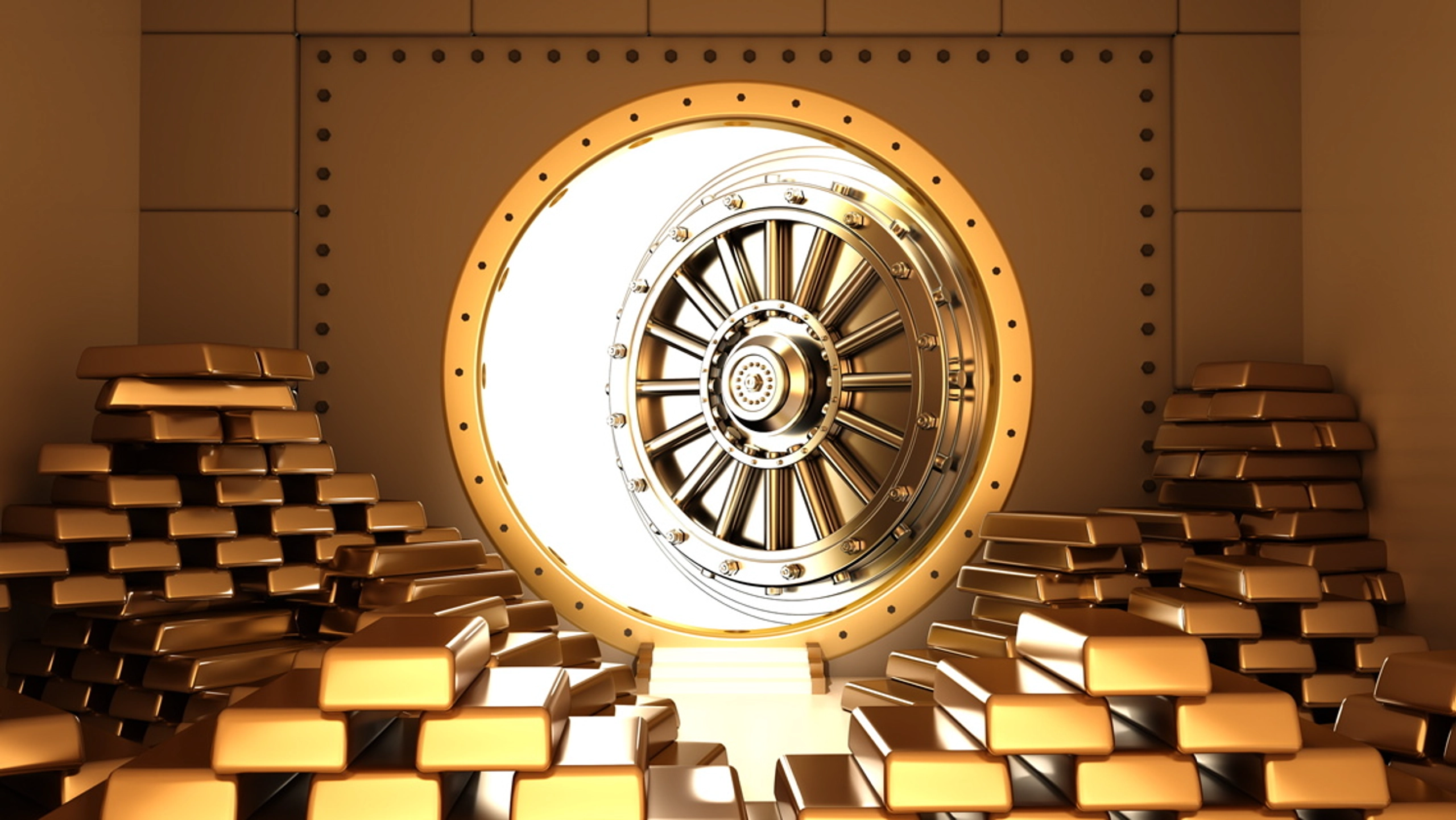 Ein Goldtresor mit offener Tür