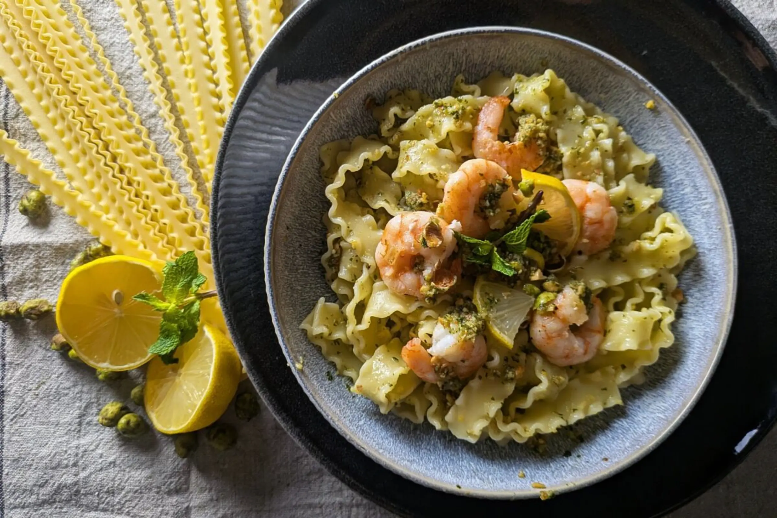 Das Pesto nicht zu lange mixen, da es sonst schnell bitter werden kann